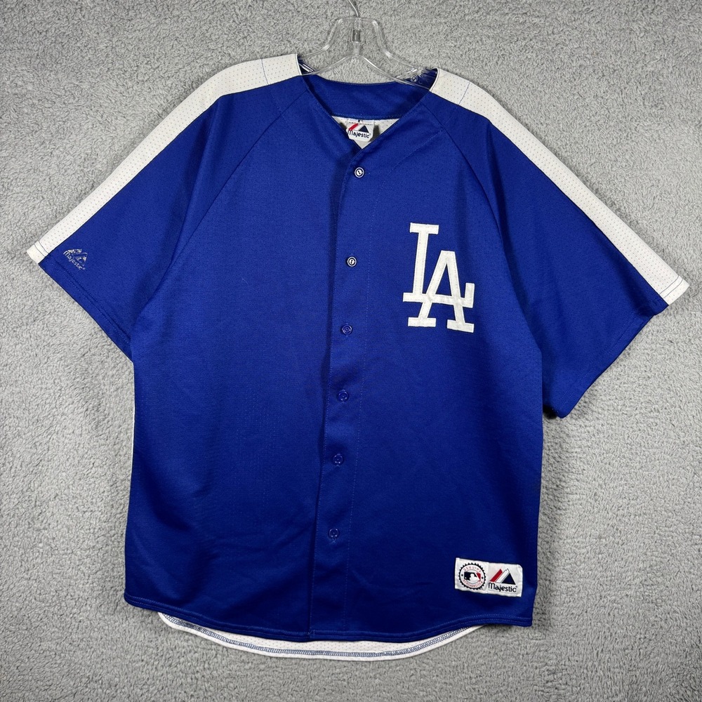 Majestic Los Angeles Dodgers MLB Baseball Jersey Blue White Men XL Large 25x32